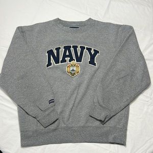 Gray navy crew neck